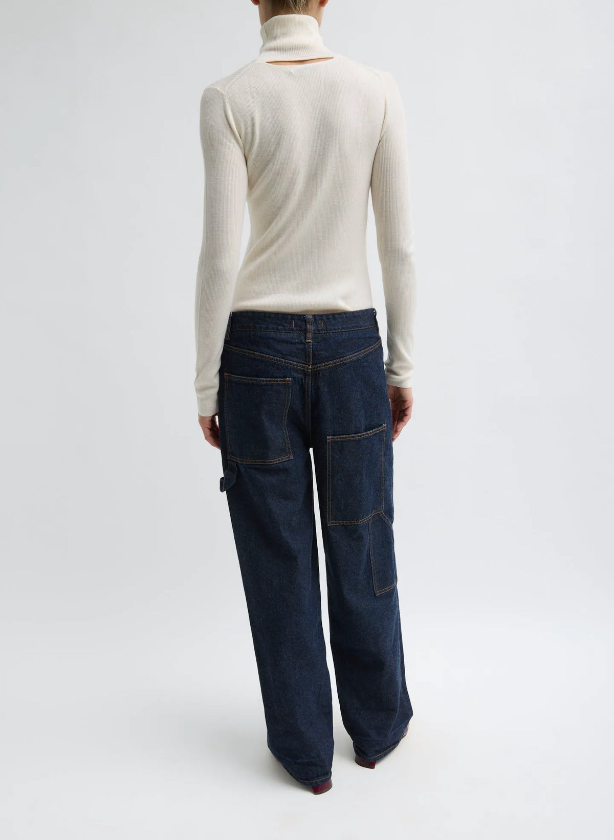 Featherweight Ribbed Sweater Turtleneck Pullover