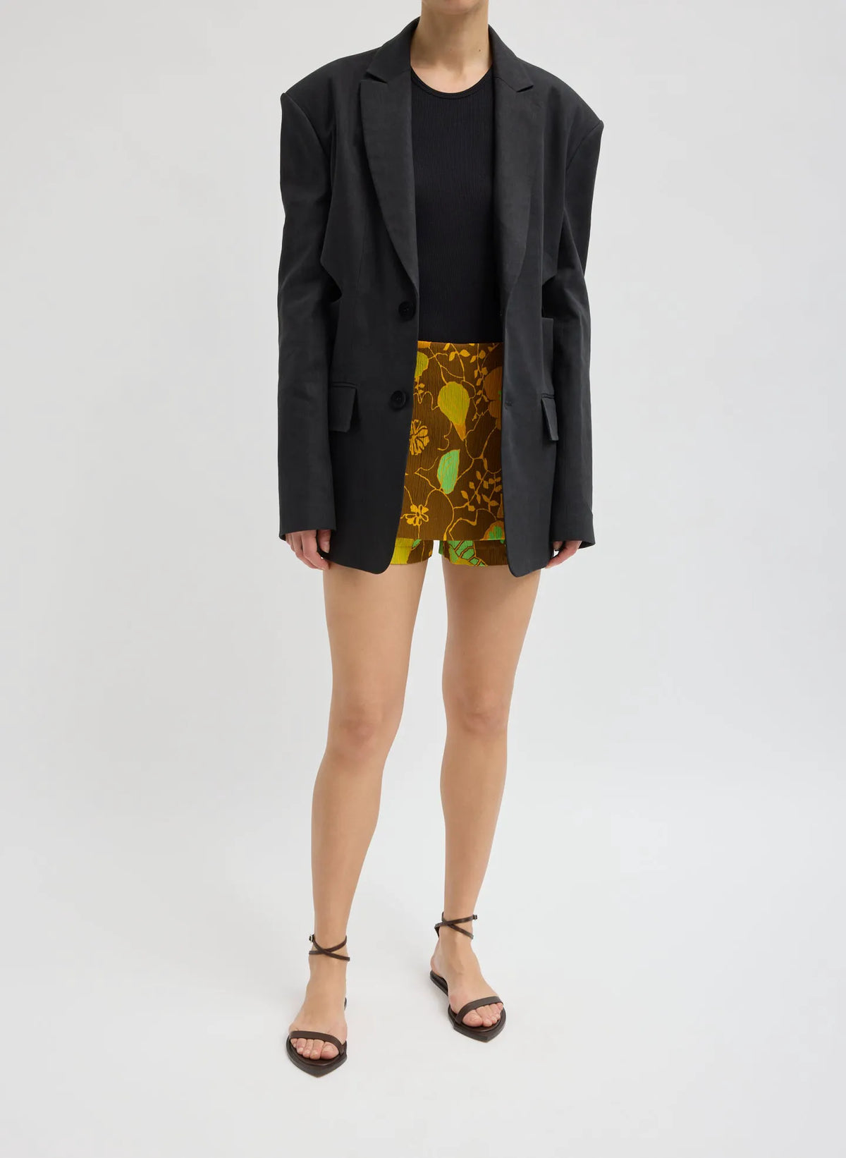 Stretch Linen Viscose Side Cut Blazer