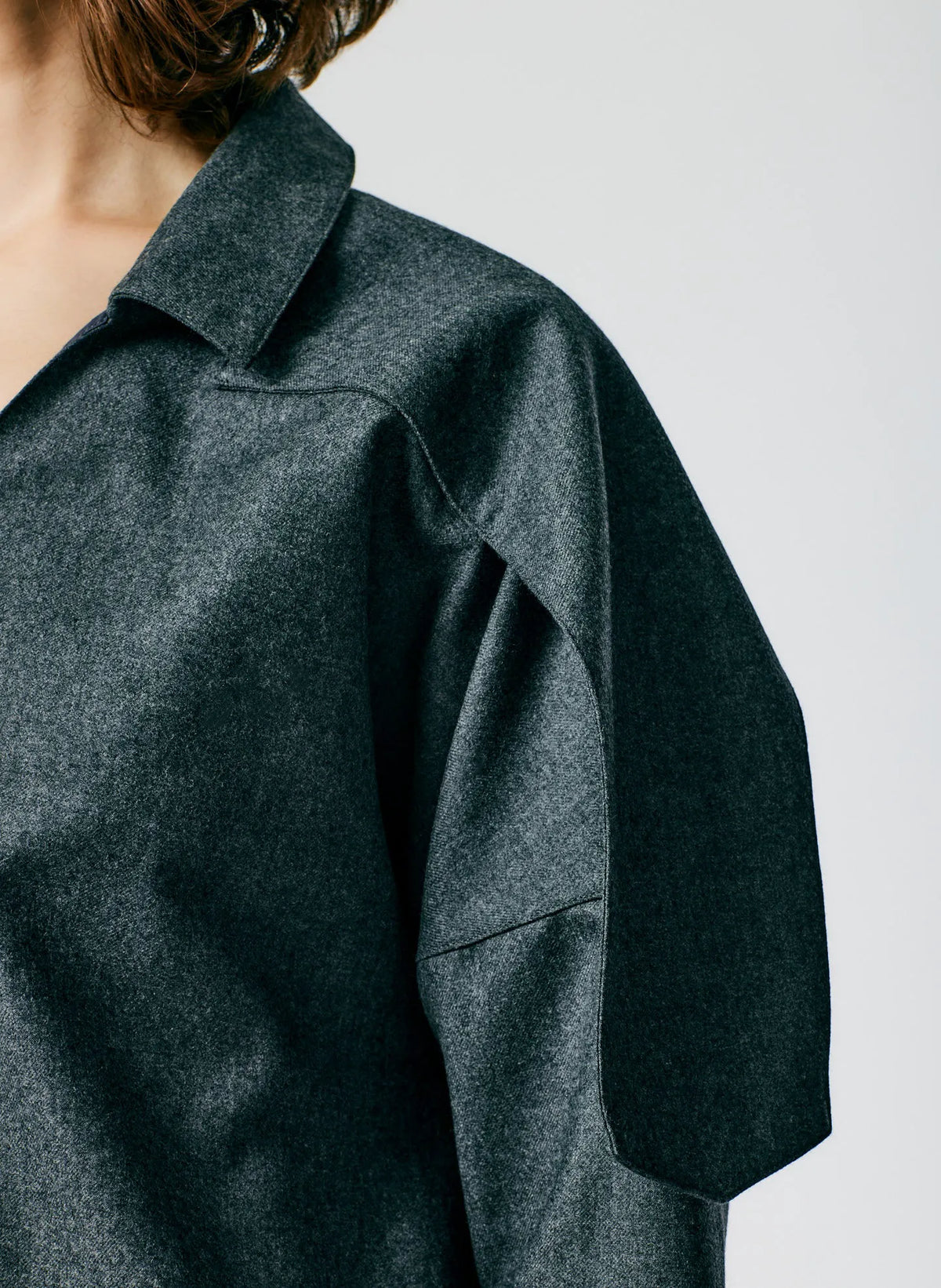 Superfine Wool Flannel V-Neck Top