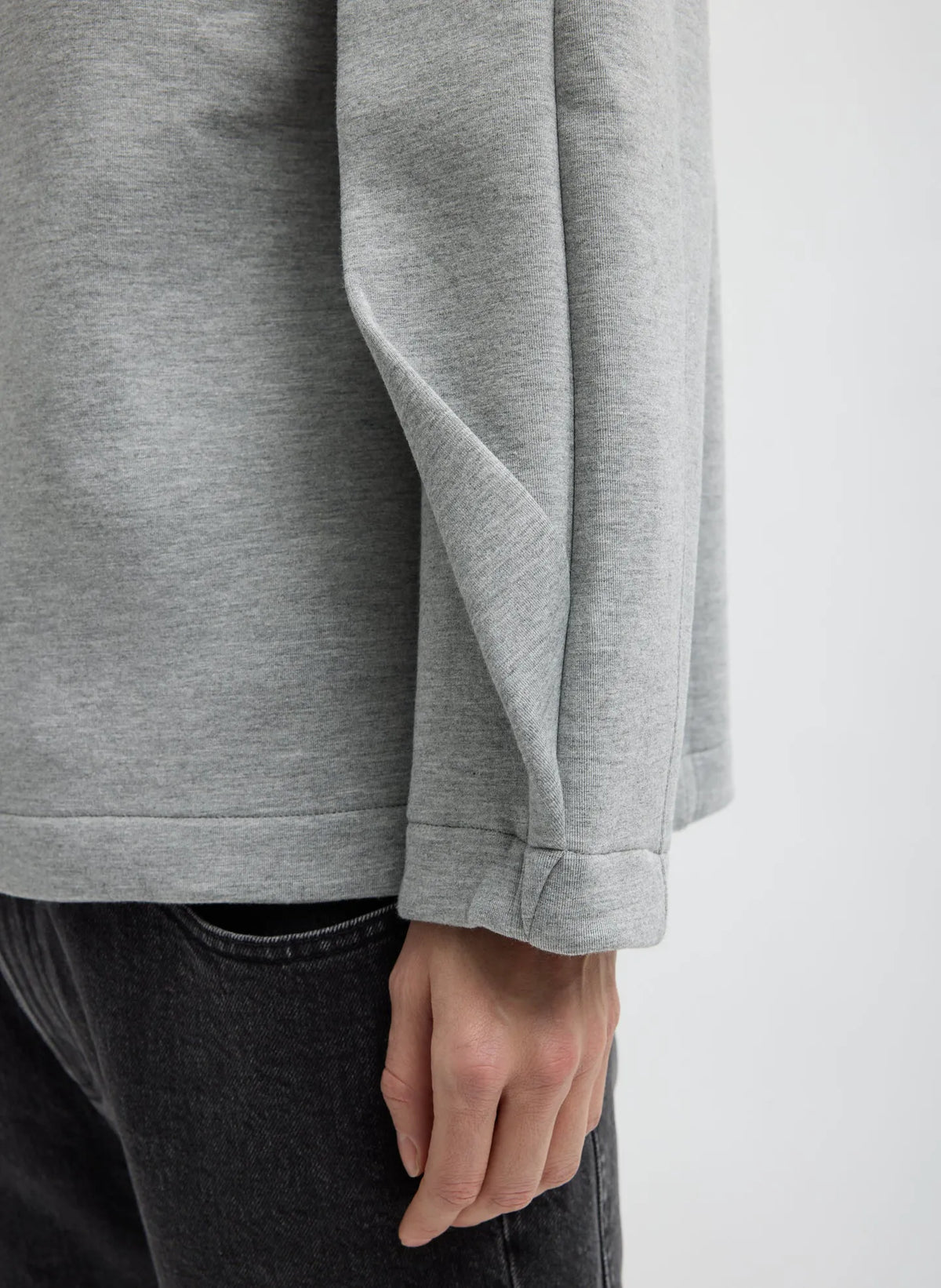 Bonded Viscose Crewneck with Folded Panel