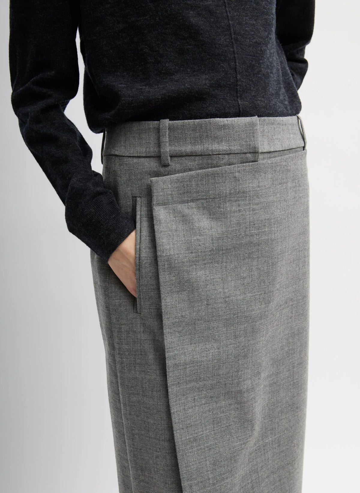 Techy Bonded Wool Wrap Maxi Skirt