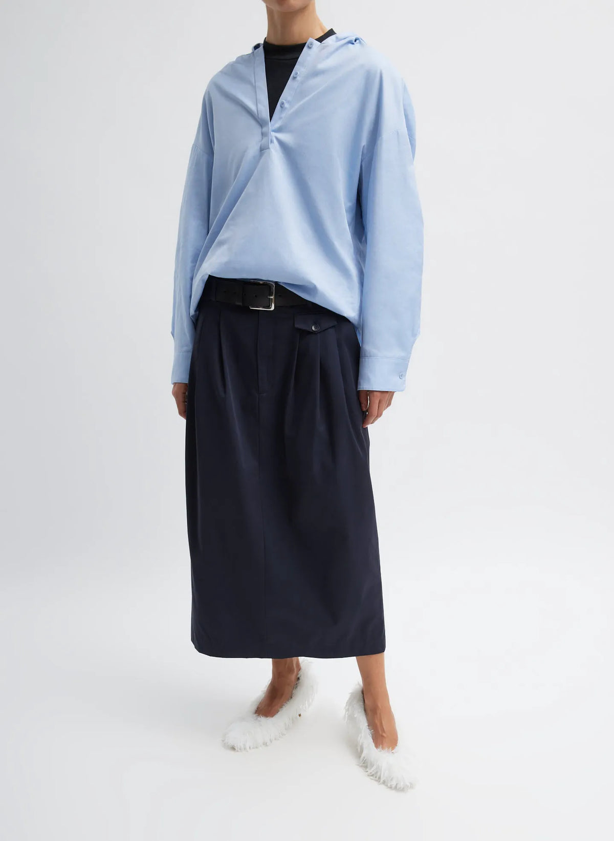 Bio Twill Triple Pleat Skirt