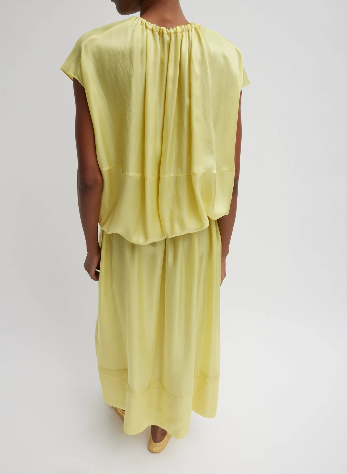 Spring Acetate Shirred Circular Dress