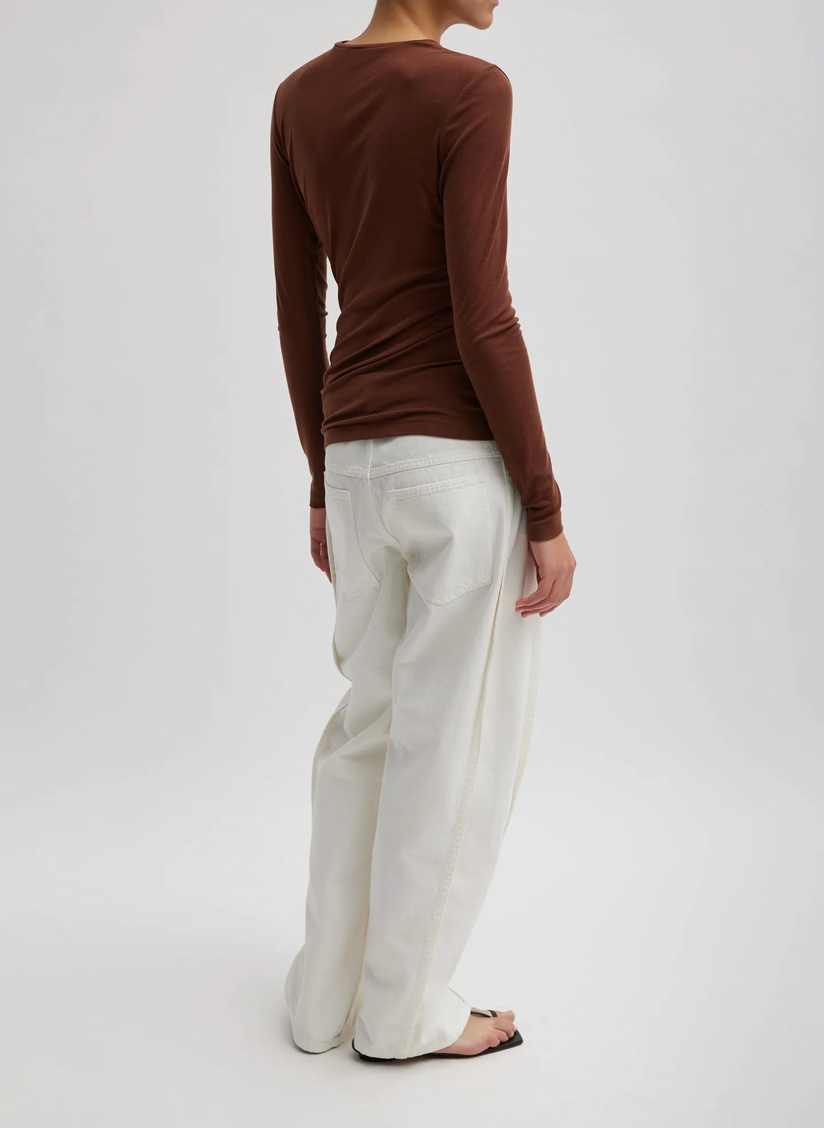 Tencel Knit Twisted Seam Long Sleeve T-Shirt