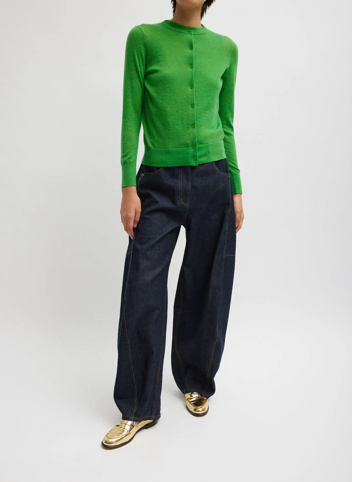 Skinlike Mercerized Wool Shrunken Cardigan