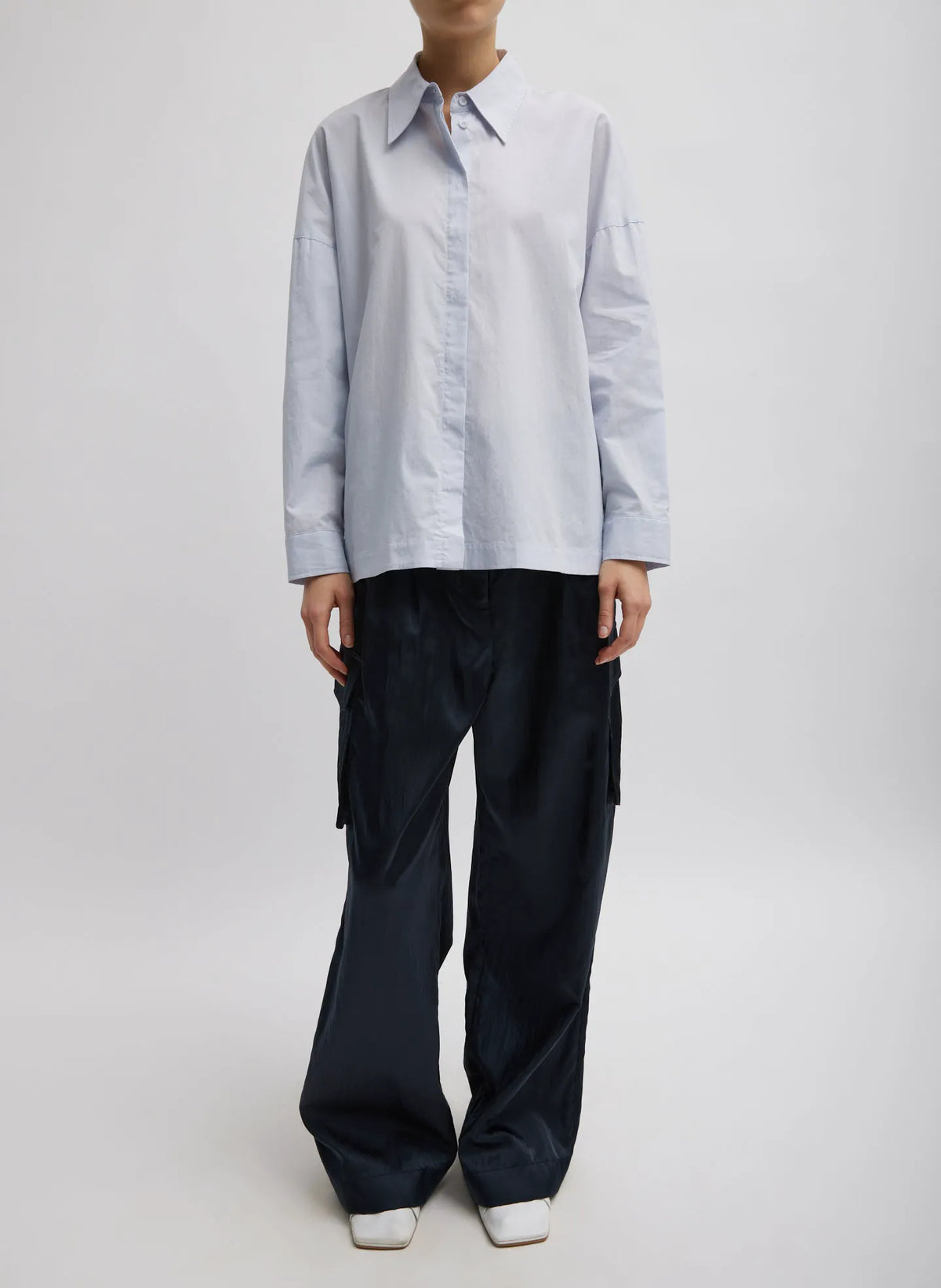 Shiny Nylon Pleated Stella Cargo Pant