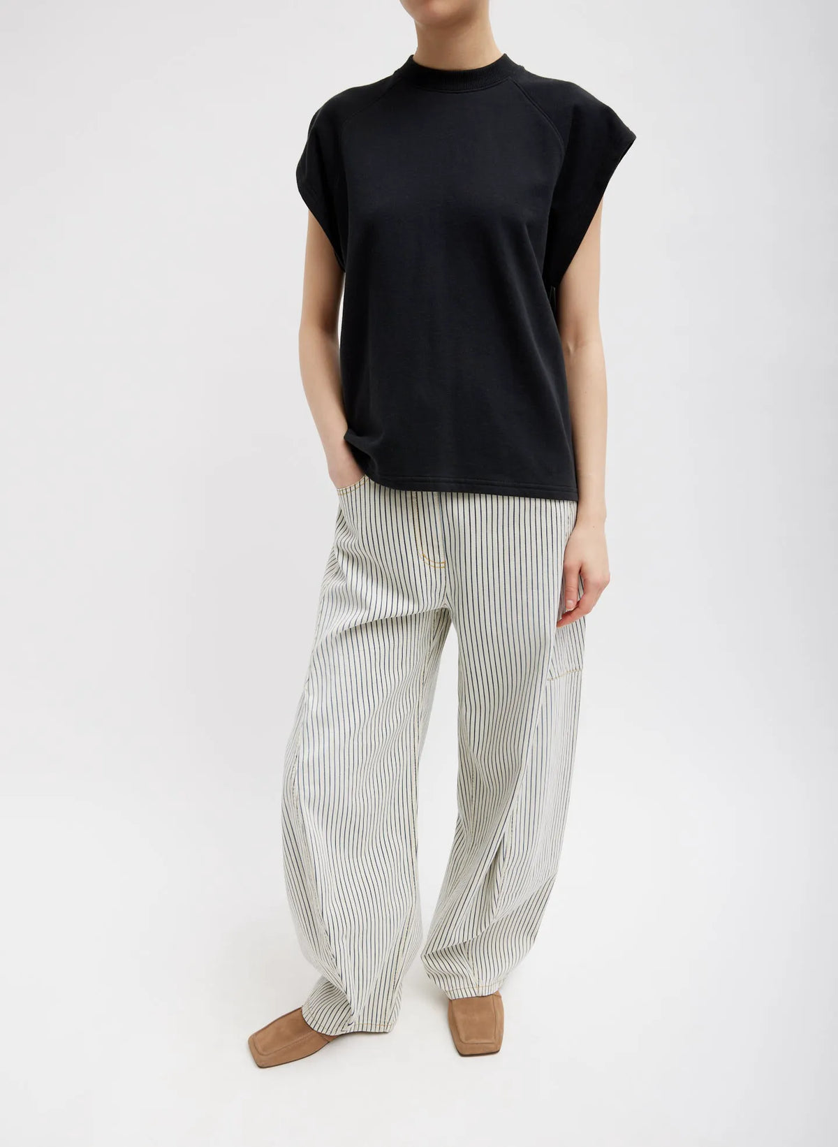 Stone Washed Striped Denim Sid Jean