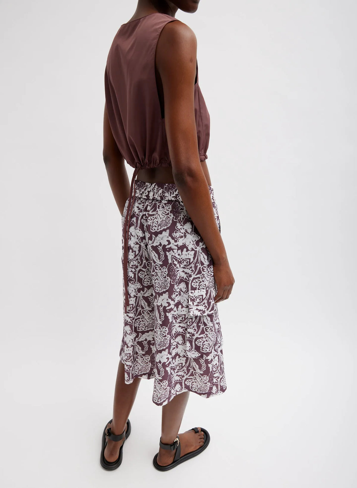 Italian Sporty Nylon Cropped Square Neck Top
