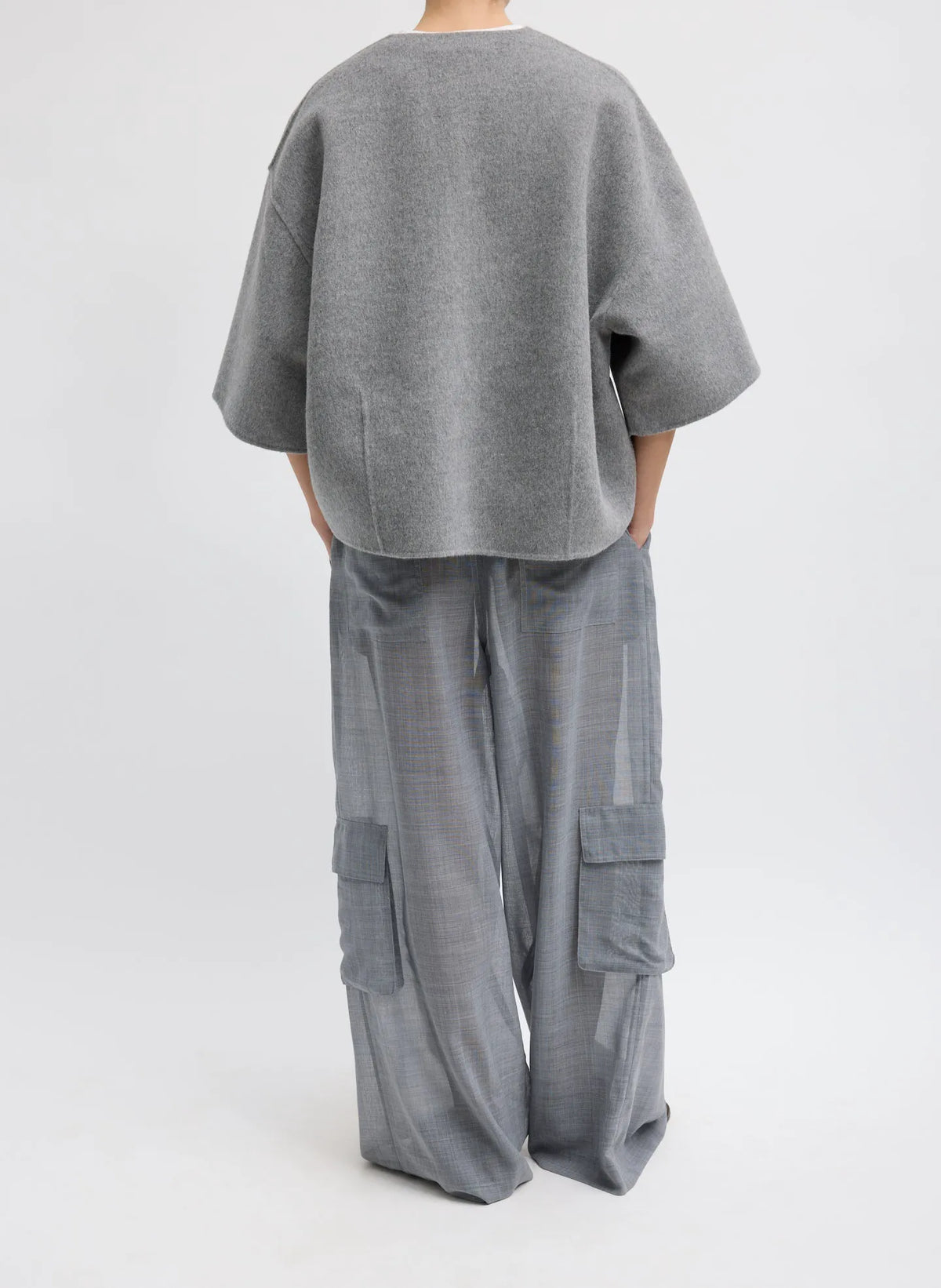 Luxe Double Faced Wool Angora V-Neck Top