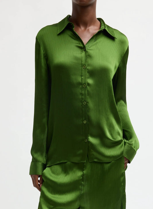 Matte Satin Plisse Slim Shirt