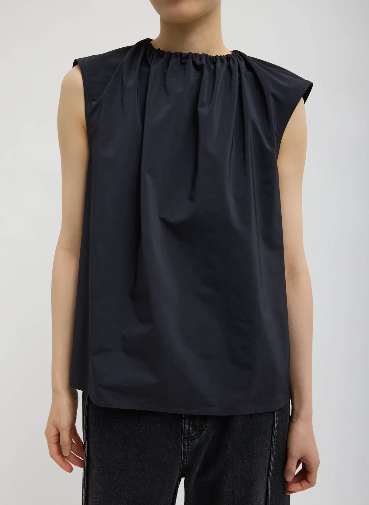 Nylon Shirred Neck Top