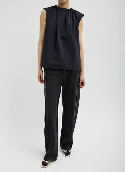 Nylon Shirred Neck Top