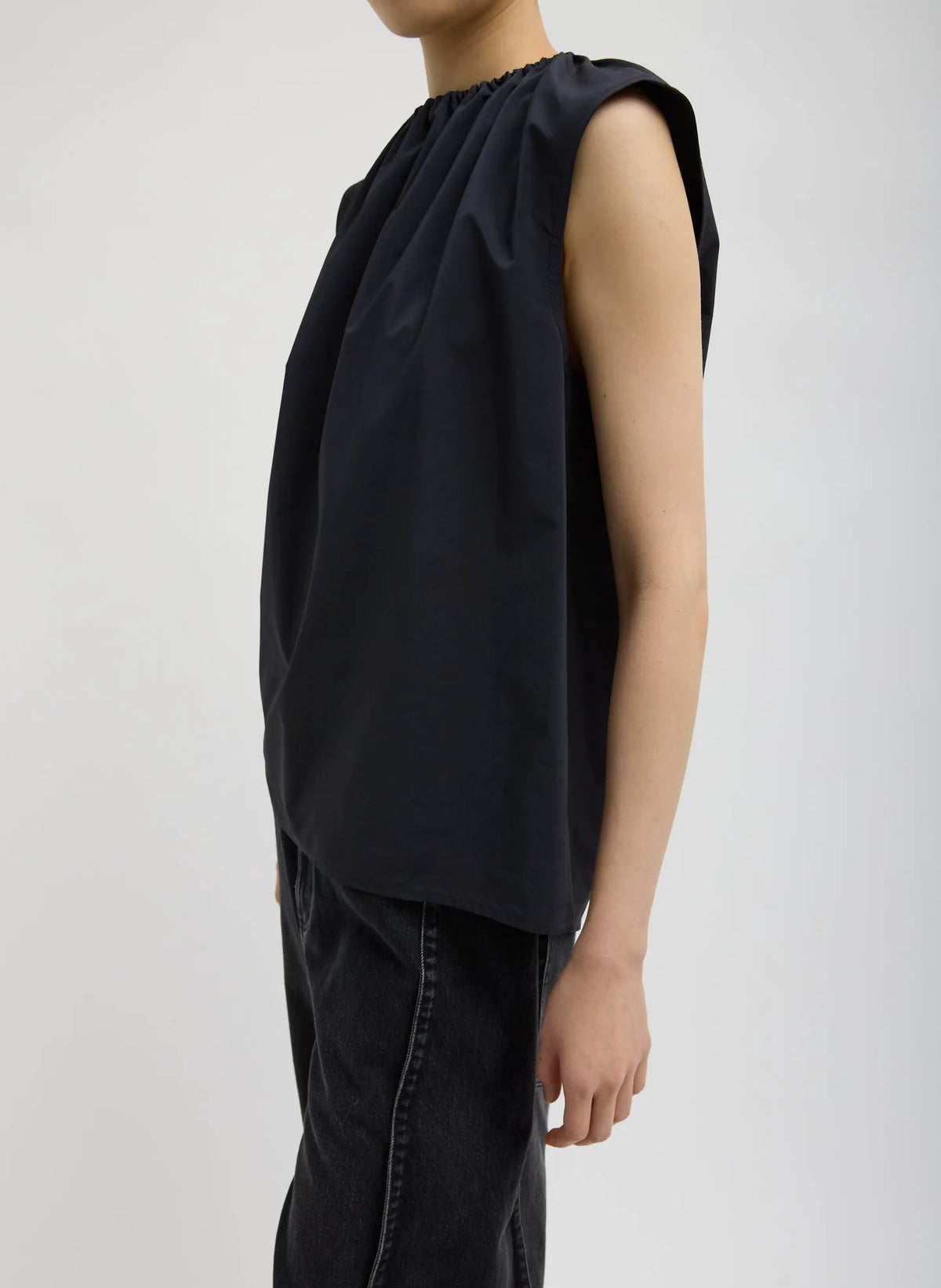 Nylon Shirred Neck Top