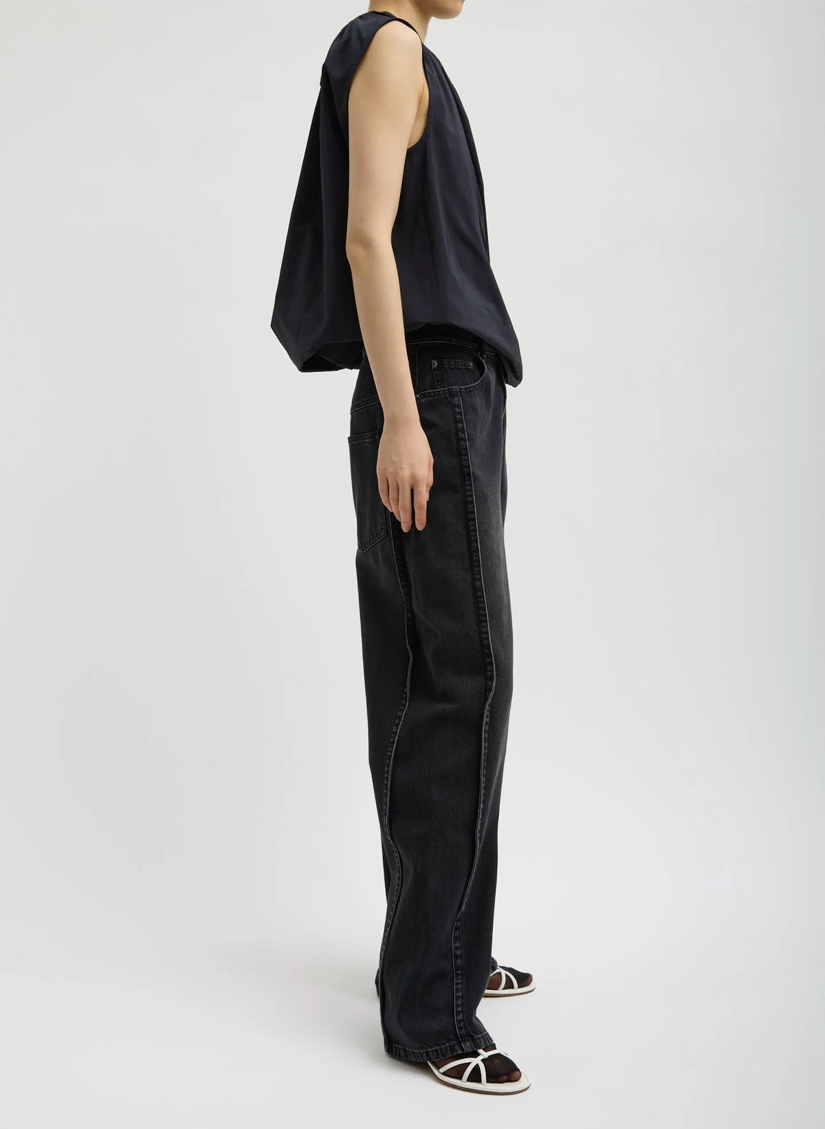 Nylon Shirred Neck Top