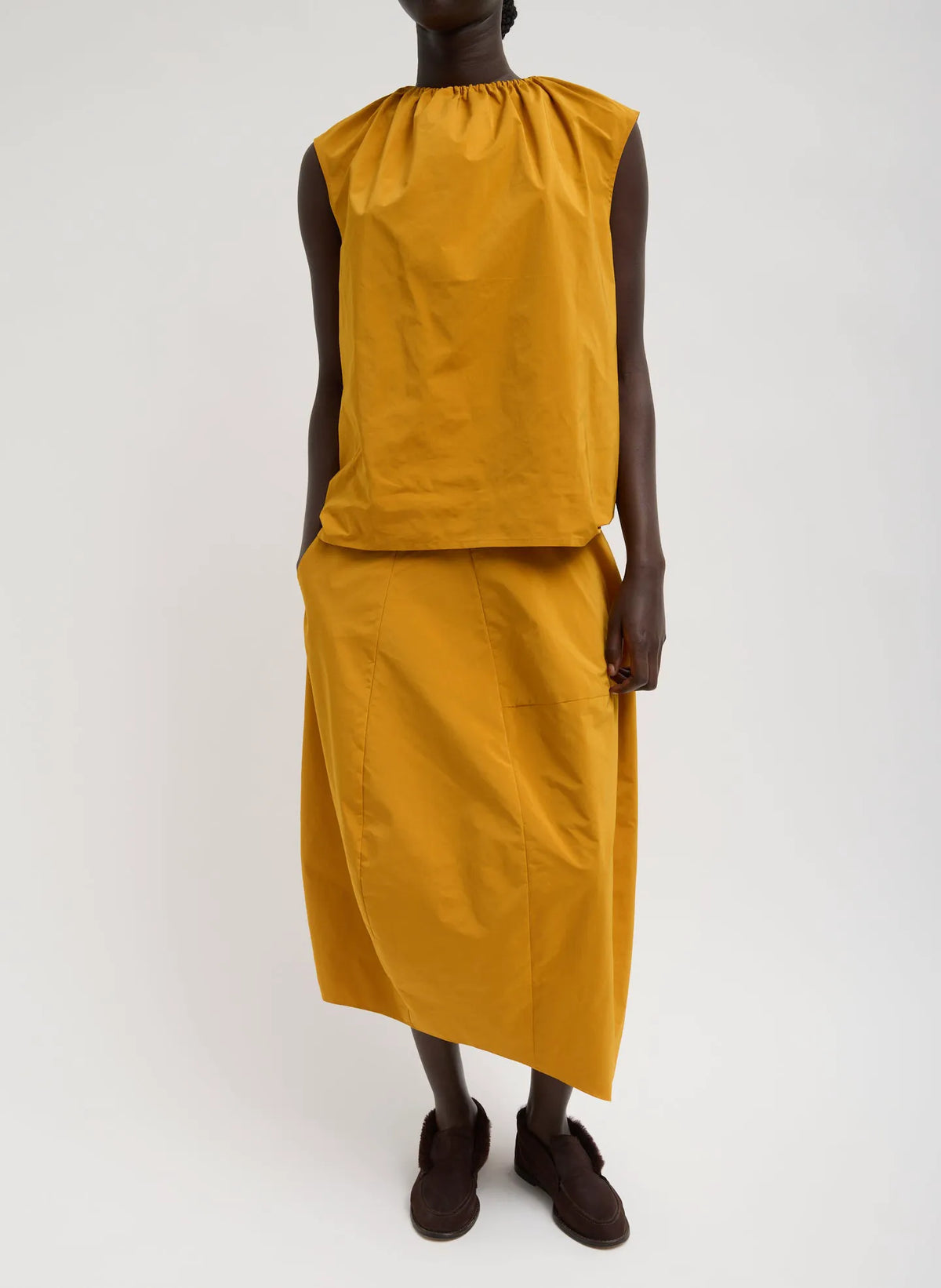 Nylon Shirred Neck Top
