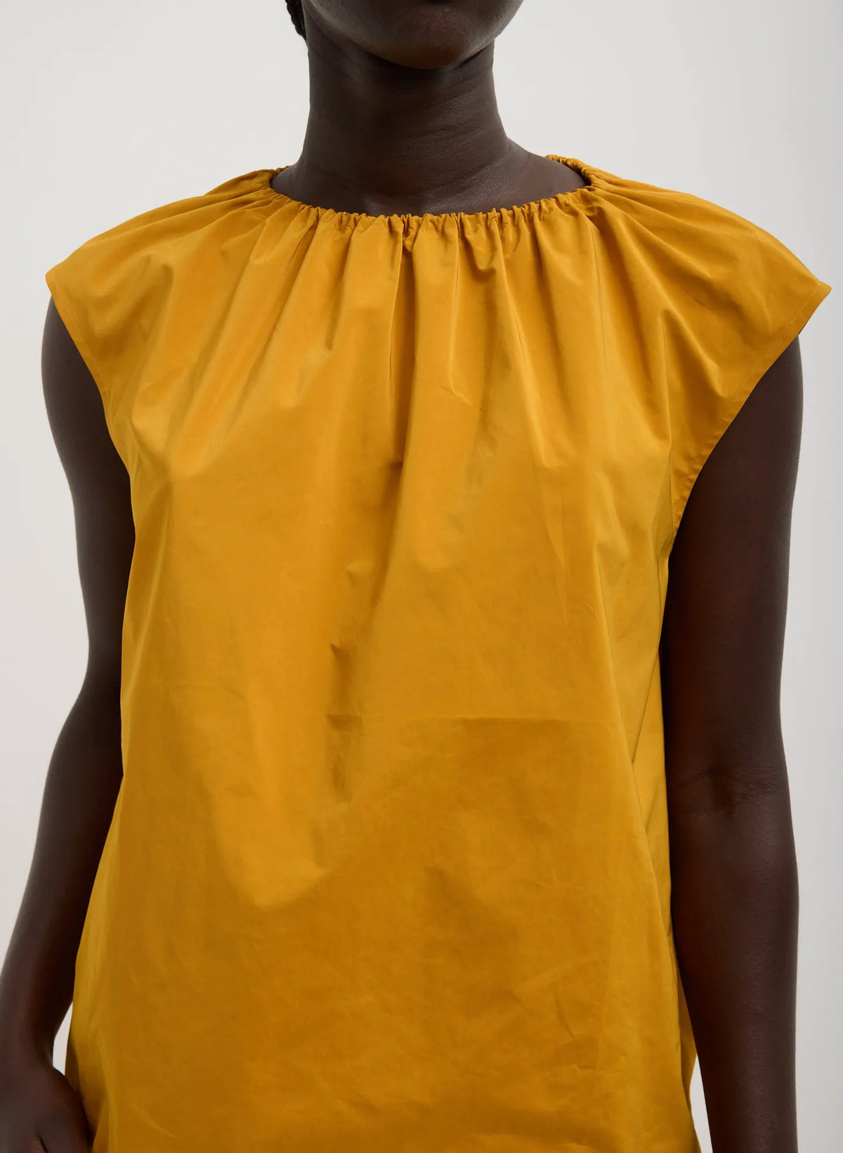 Nylon Shirred Neck Top