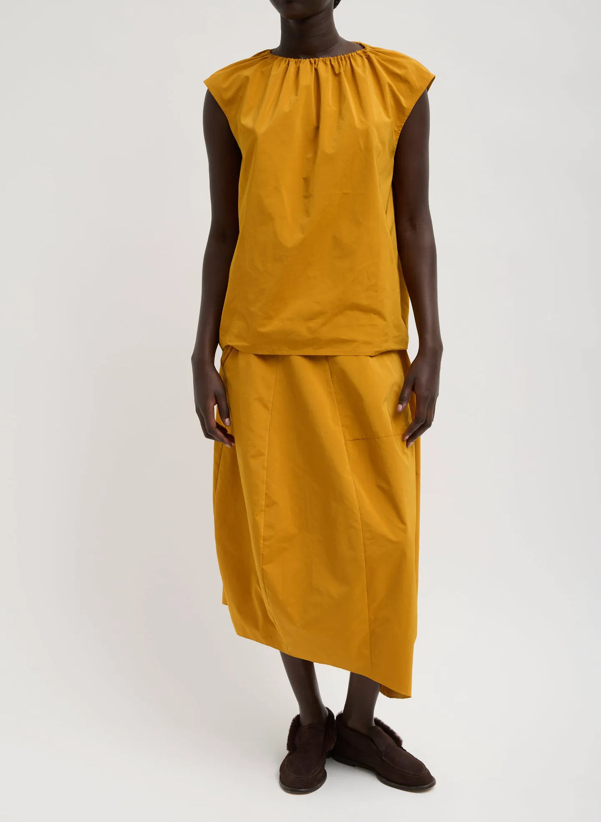 Nylon Shirred Neck Top