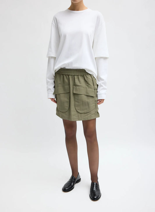 Techy Twill Pull On Mini Skirt