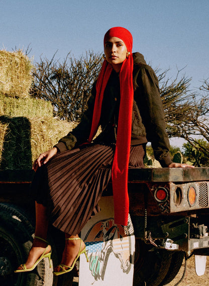 Jett Suiting Pleated Wrap Skirt