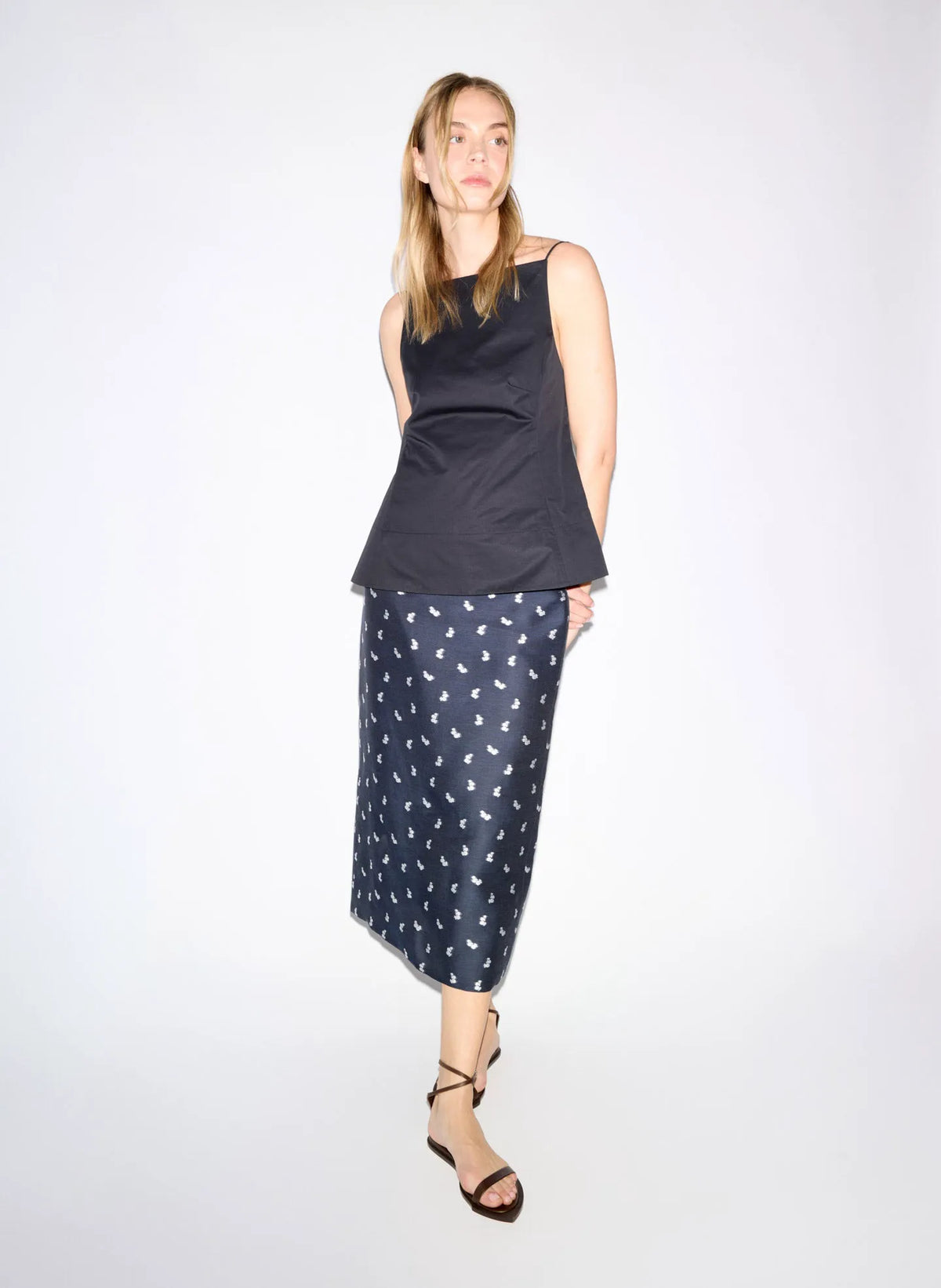 Silk Gazar Jacquard Pencil Skirt