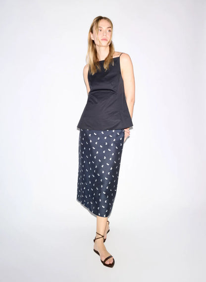 Silk Gazar Jacquard Pencil Skirt