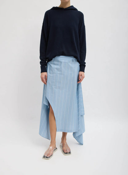 Striped Tech Poplin Tie Front Skirt