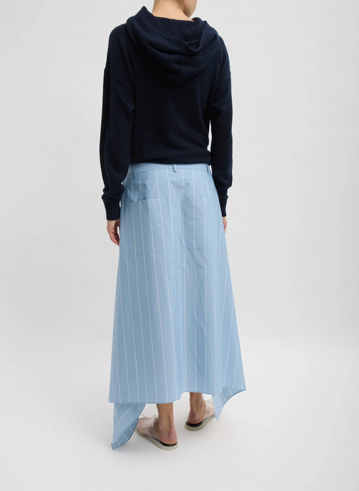 Striped Tech Poplin Tie Front Skirt