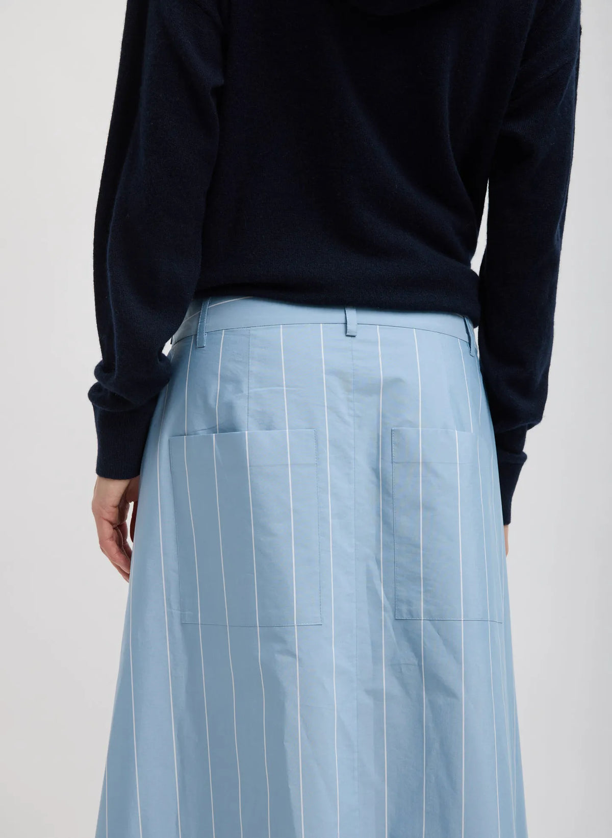 Striped Tech Poplin Tie Front Skirt