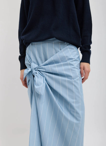 Striped Tech Poplin Tie Front Skirt