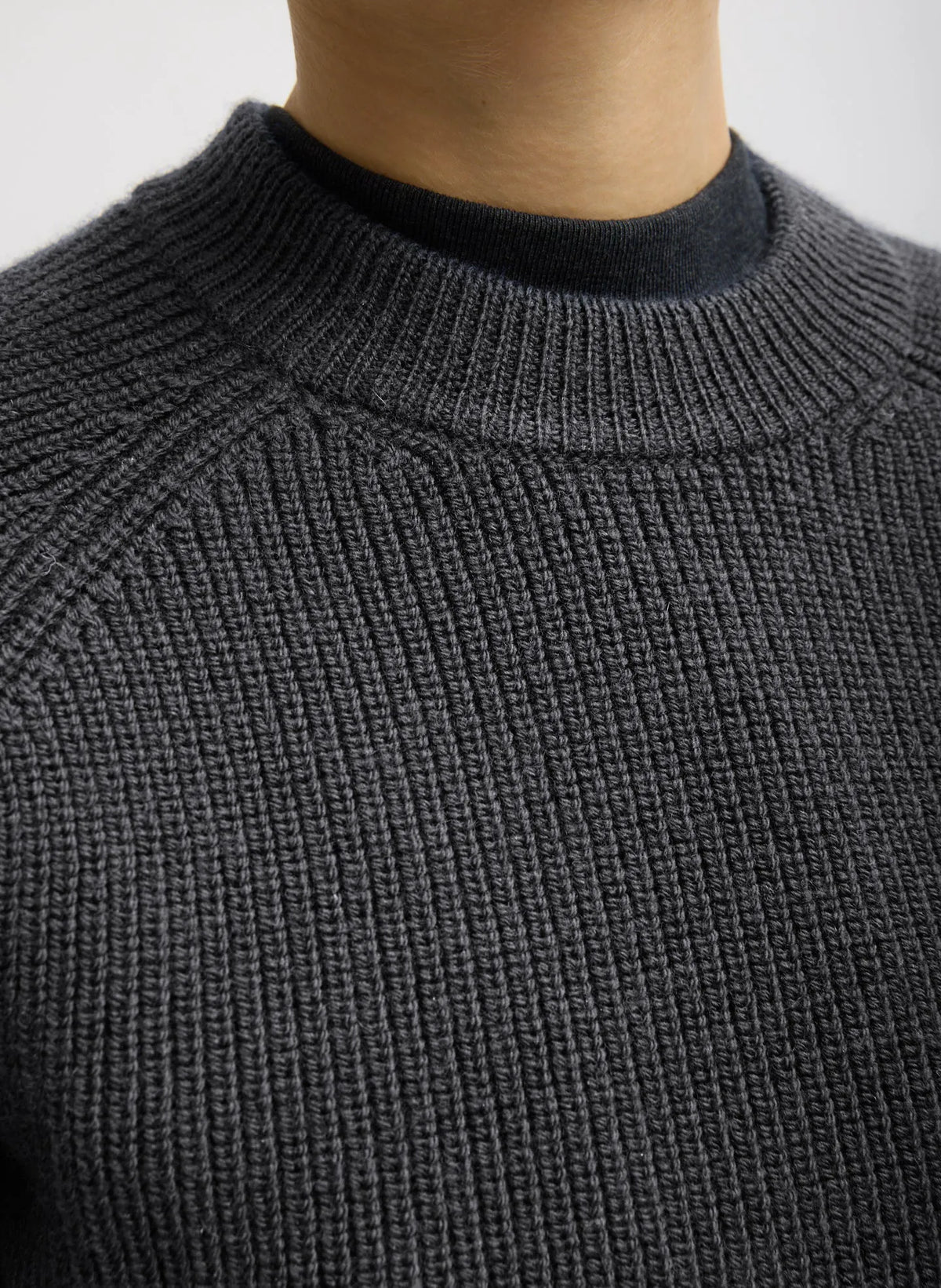 Cardigan Stitch Wool Shrunken Crewneck Pullover