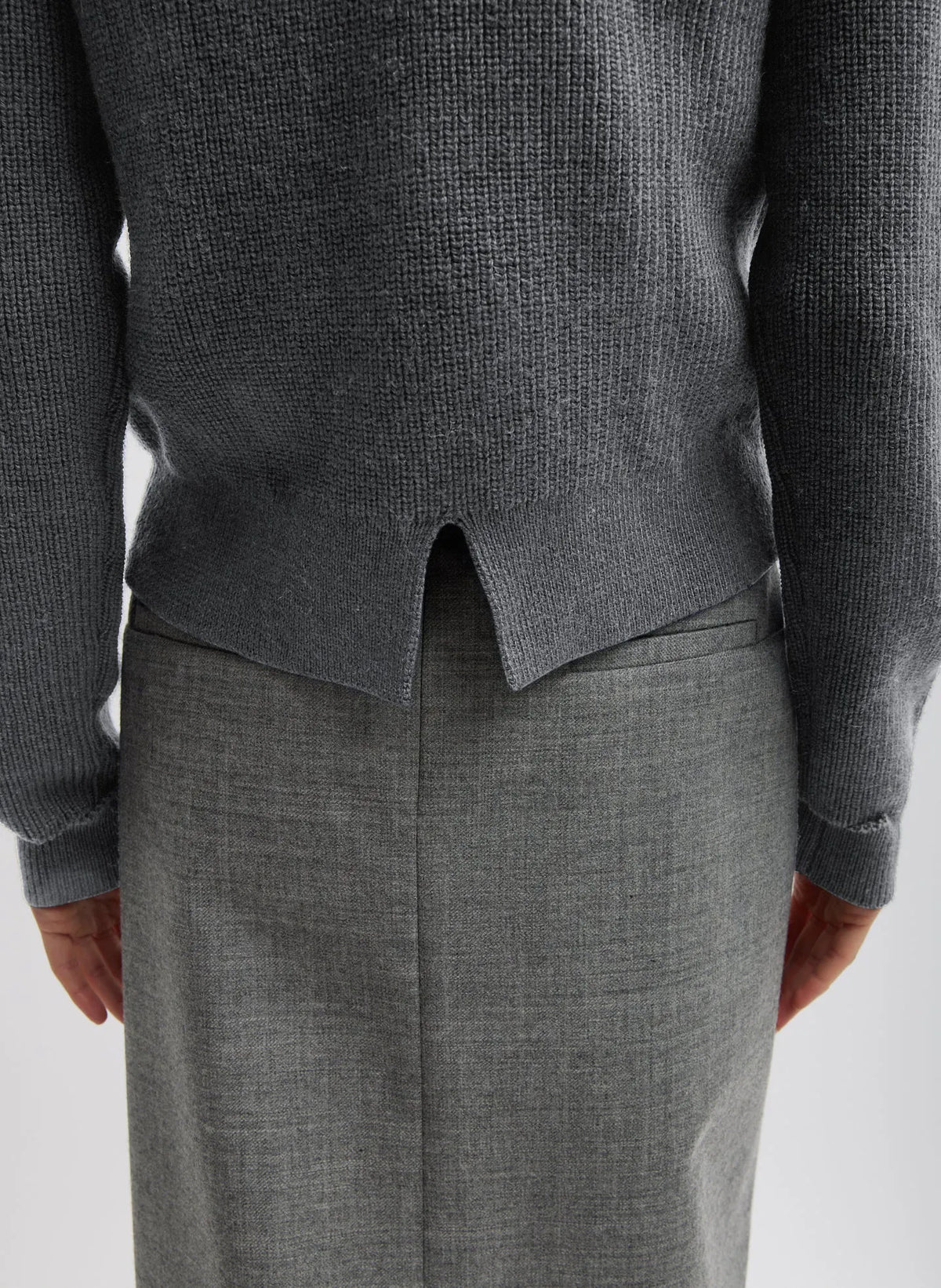 Cardigan Stitch Wool Shrunken Crewneck Pullover