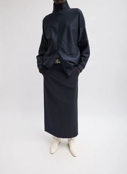 Pinstripe Active Knit Zipper Detailed Track Jacket