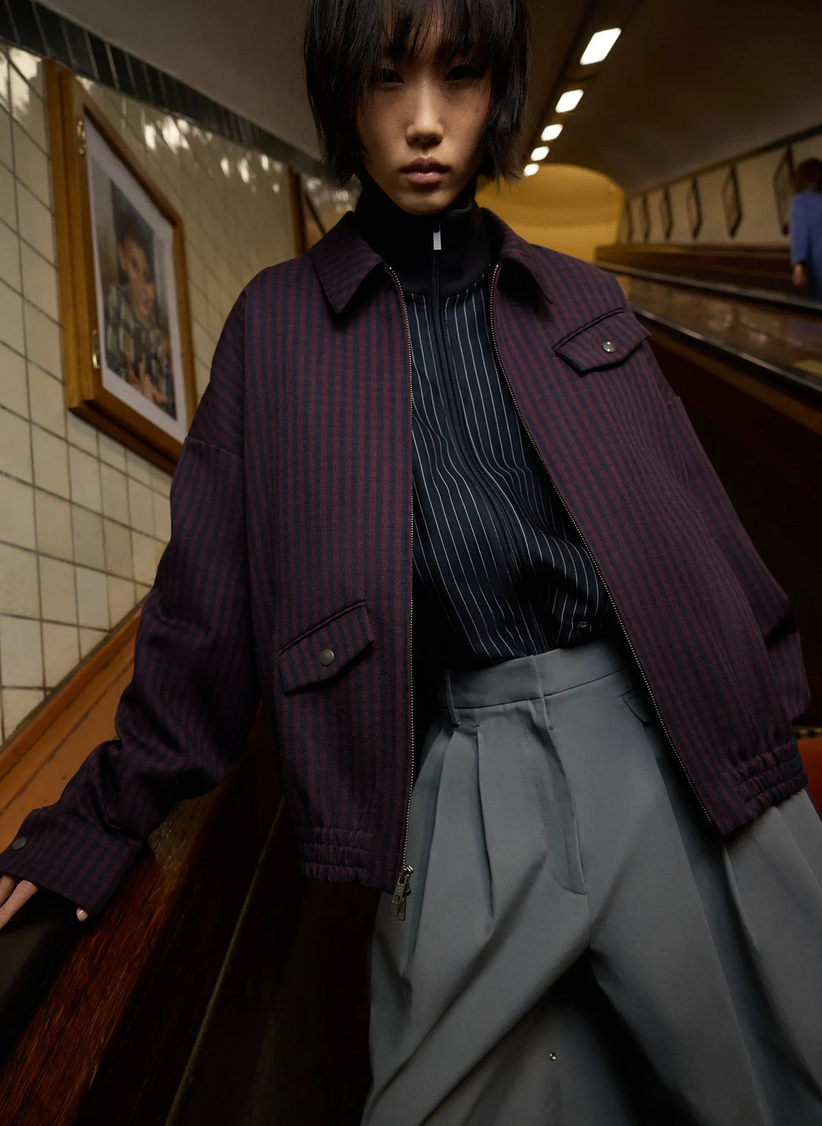 Jules Wool Gingham Bomber Jacket