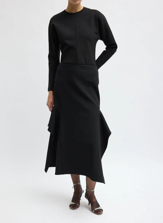 Luxe Crepe Knit Side Drape Skirt