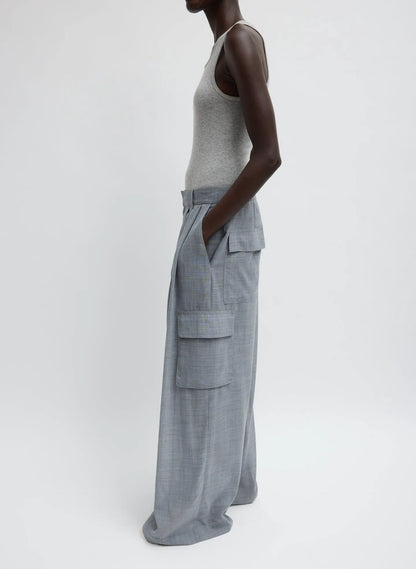Sheer Wool Gauze Triple Pleat Pant