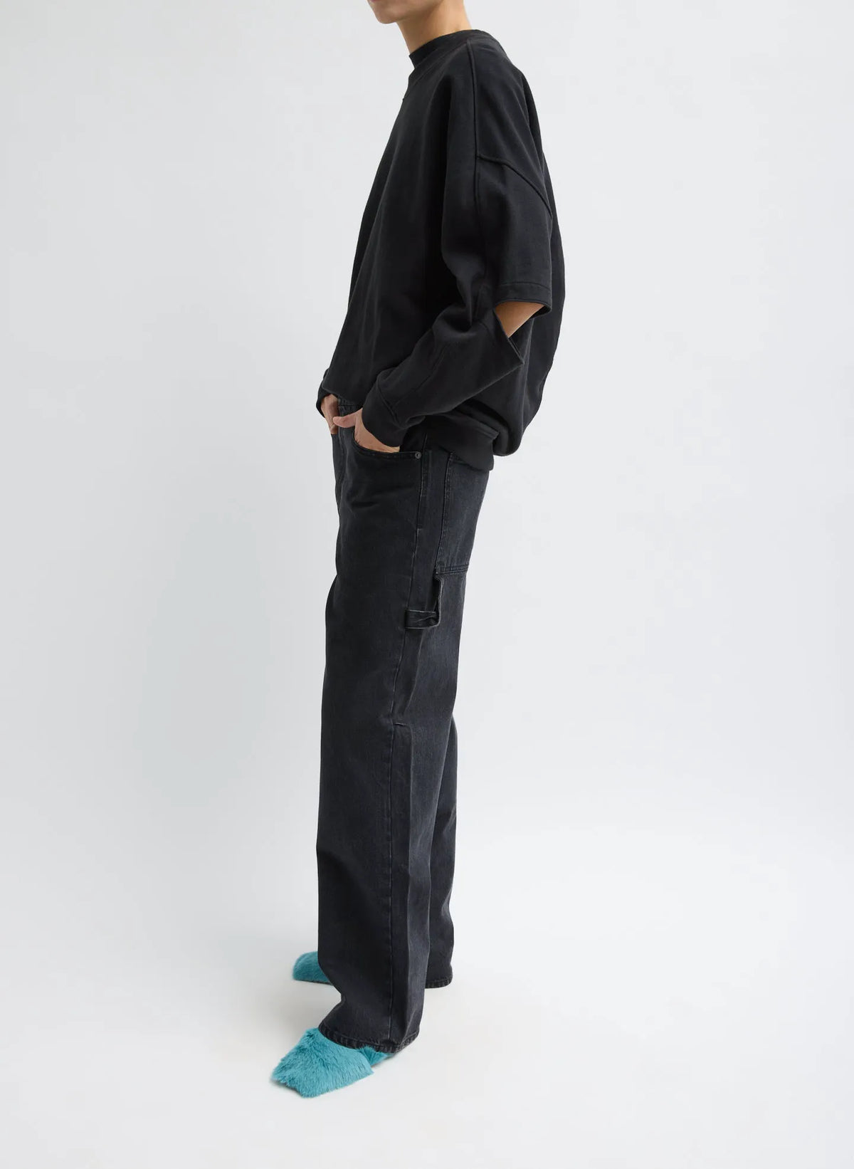 Black Denim Slouchy Carpenter Jean