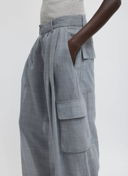 Sheer Wool Gauze Triple Pleat Pant