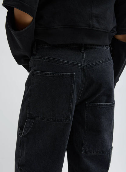 Black Denim Slouchy Carpenter Jean