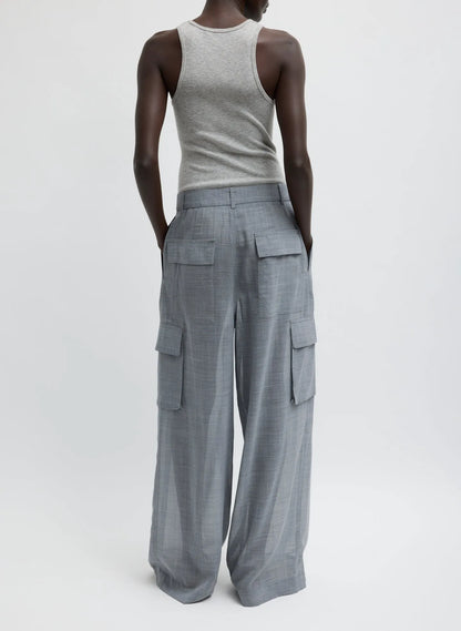 Sheer Wool Gauze Triple Pleat Pant
