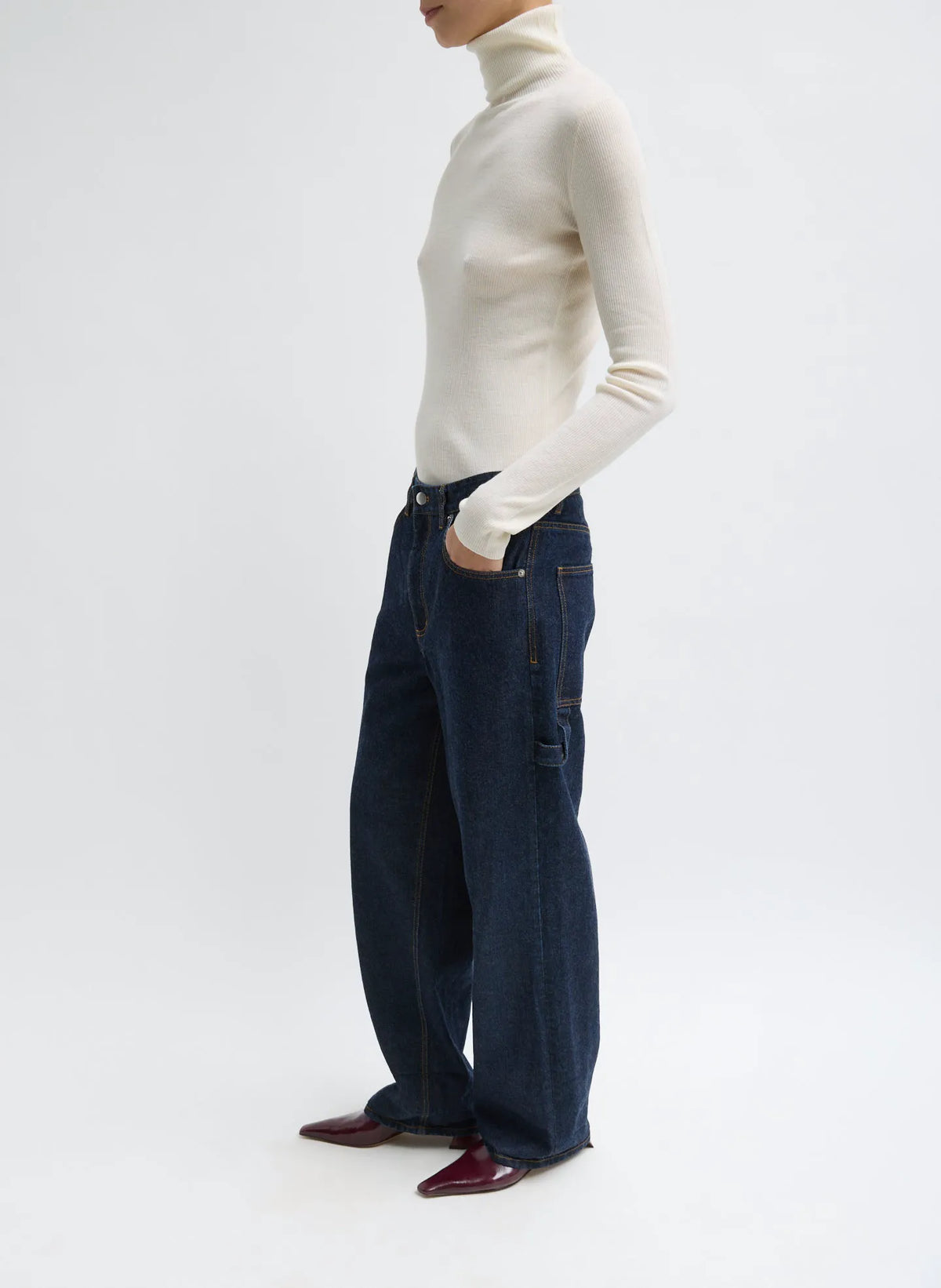 Featherweight Ribbed Sweater Turtleneck Pullover