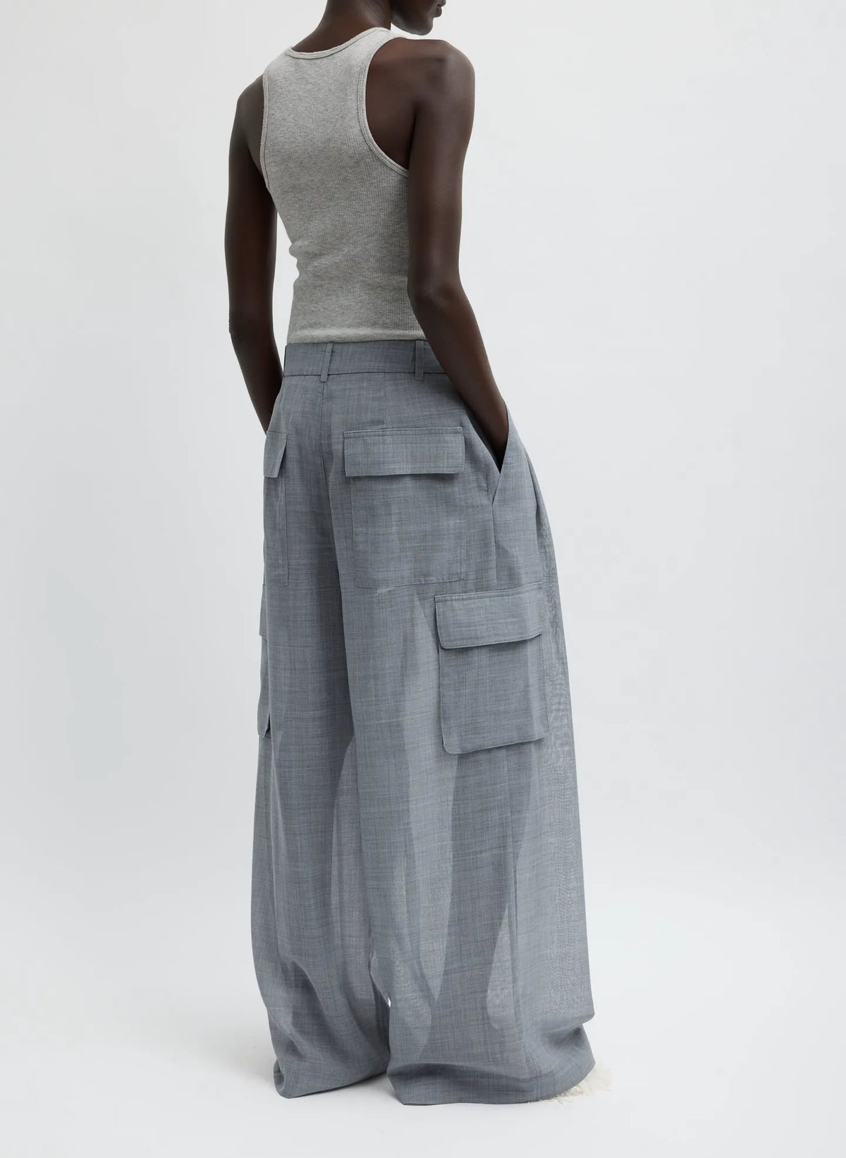 Sheer Wool Gauze Triple Pleat Pant