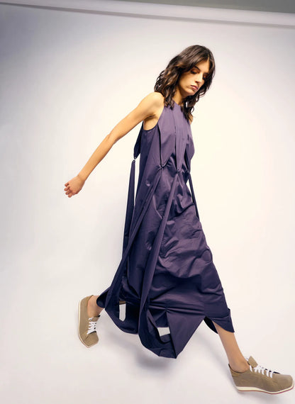 Eco Poplin Halter Paneled Dress