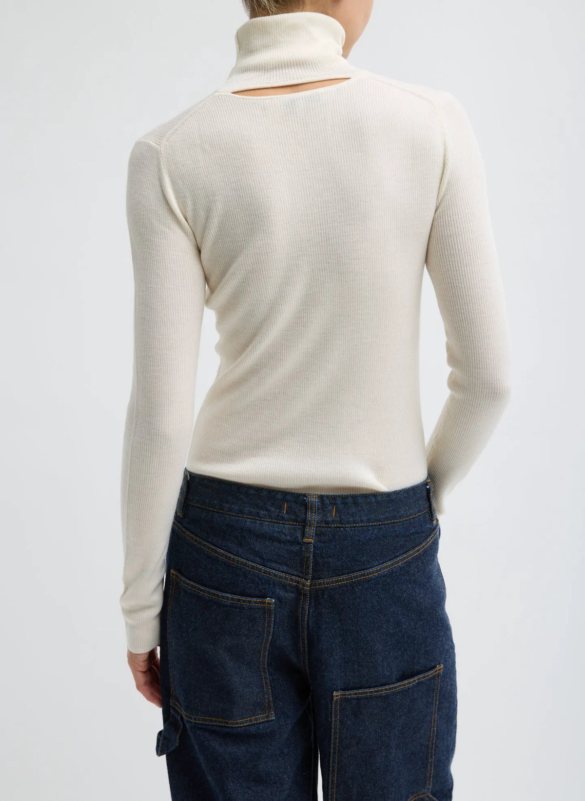 Featherweight Ribbed Sweater Turtleneck Pullover