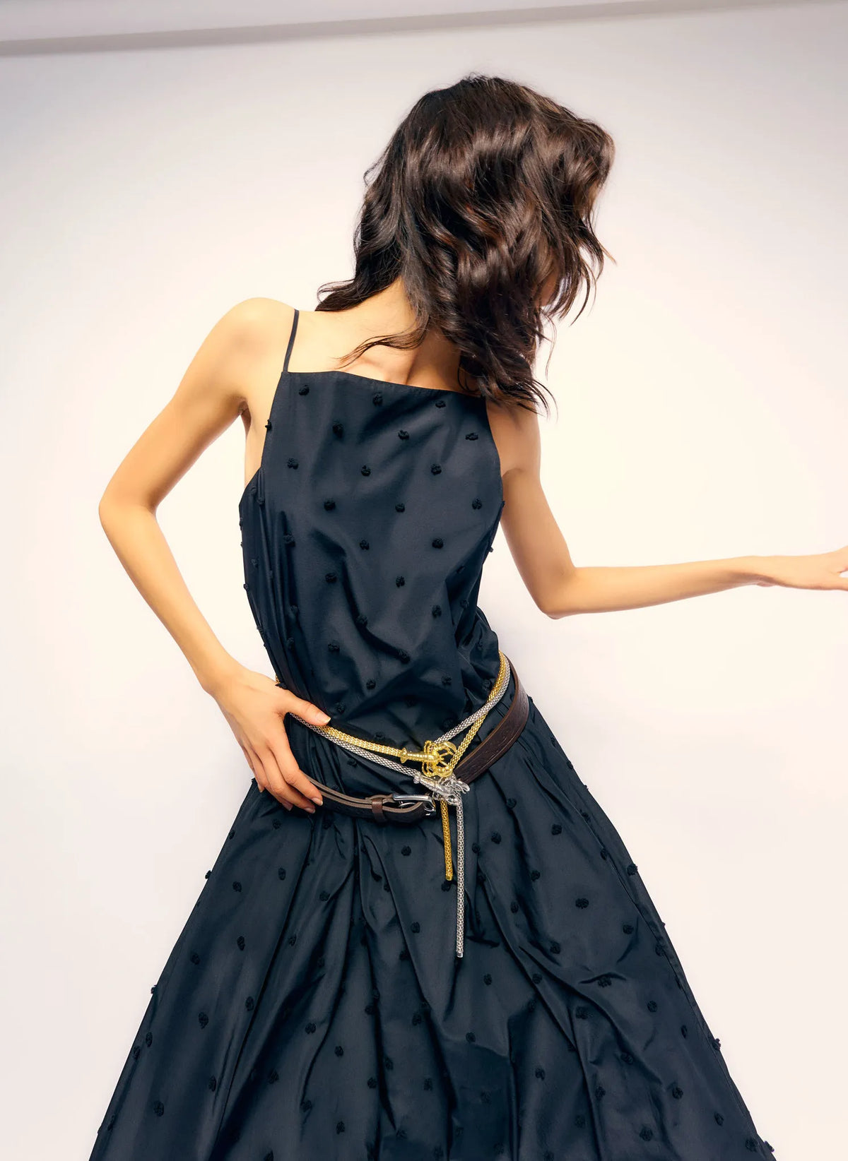 Tech Swiss Dot Square Neck Cami Dress