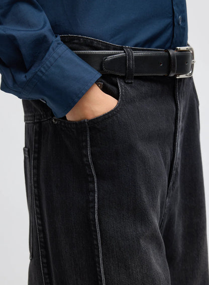 Vintage Black Denim Tuck Jean