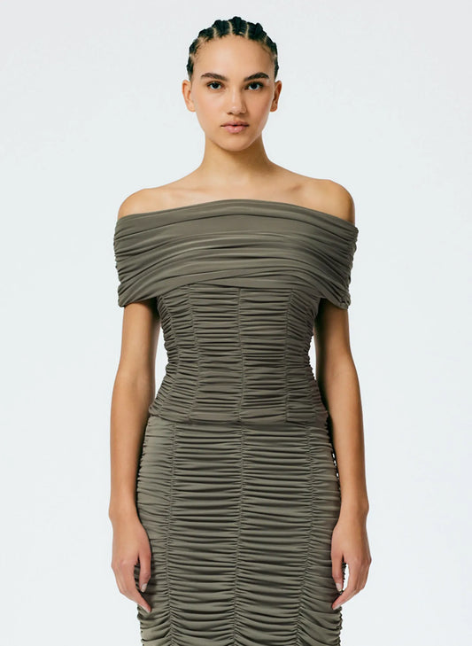 Drapey Jersey Ruched Strapless Top