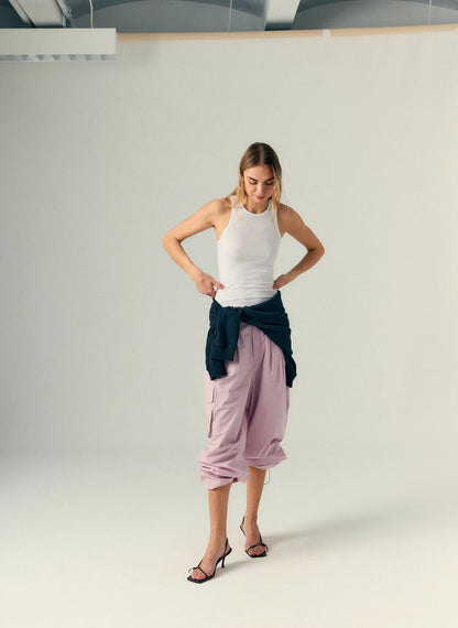 Vintage Cotton Wide Leg Pull On Cargo Pant