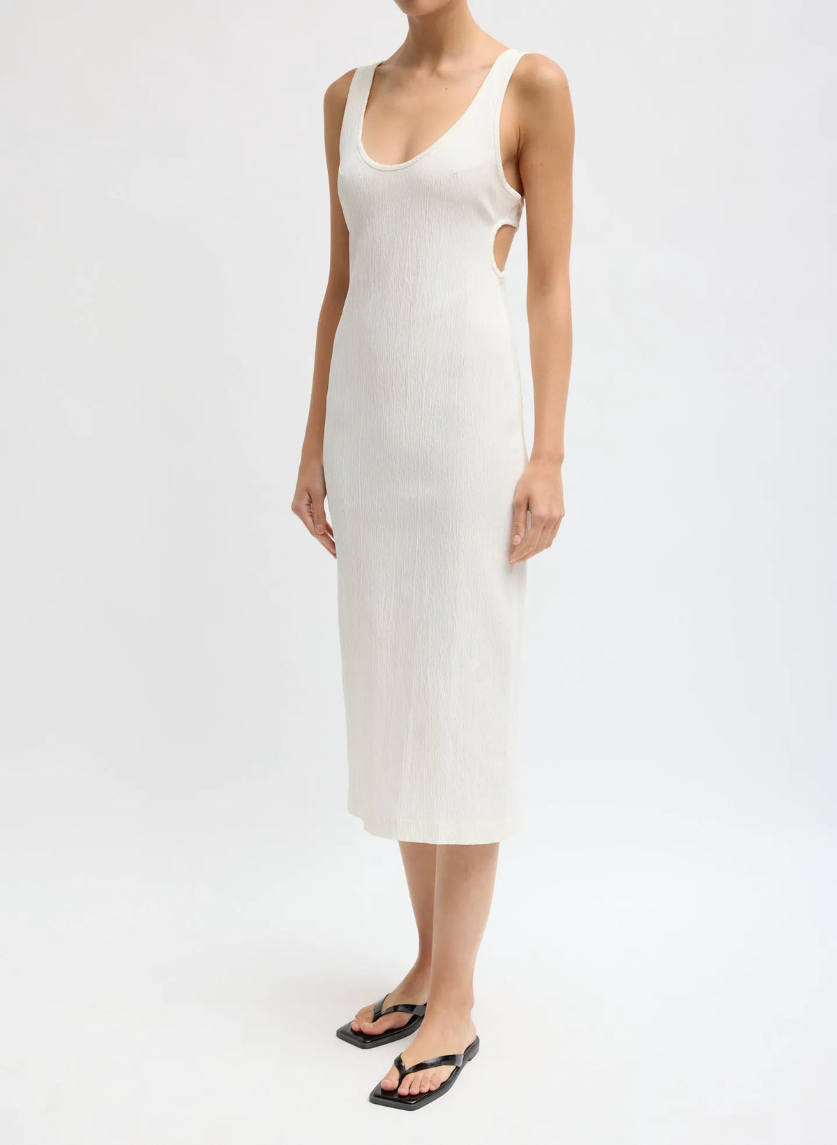 Creased Stretch Crepe Racerback Dress