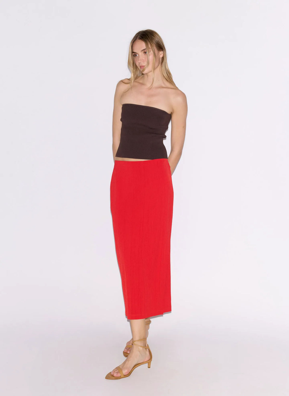 Creased Stretch Crepe Skirt
