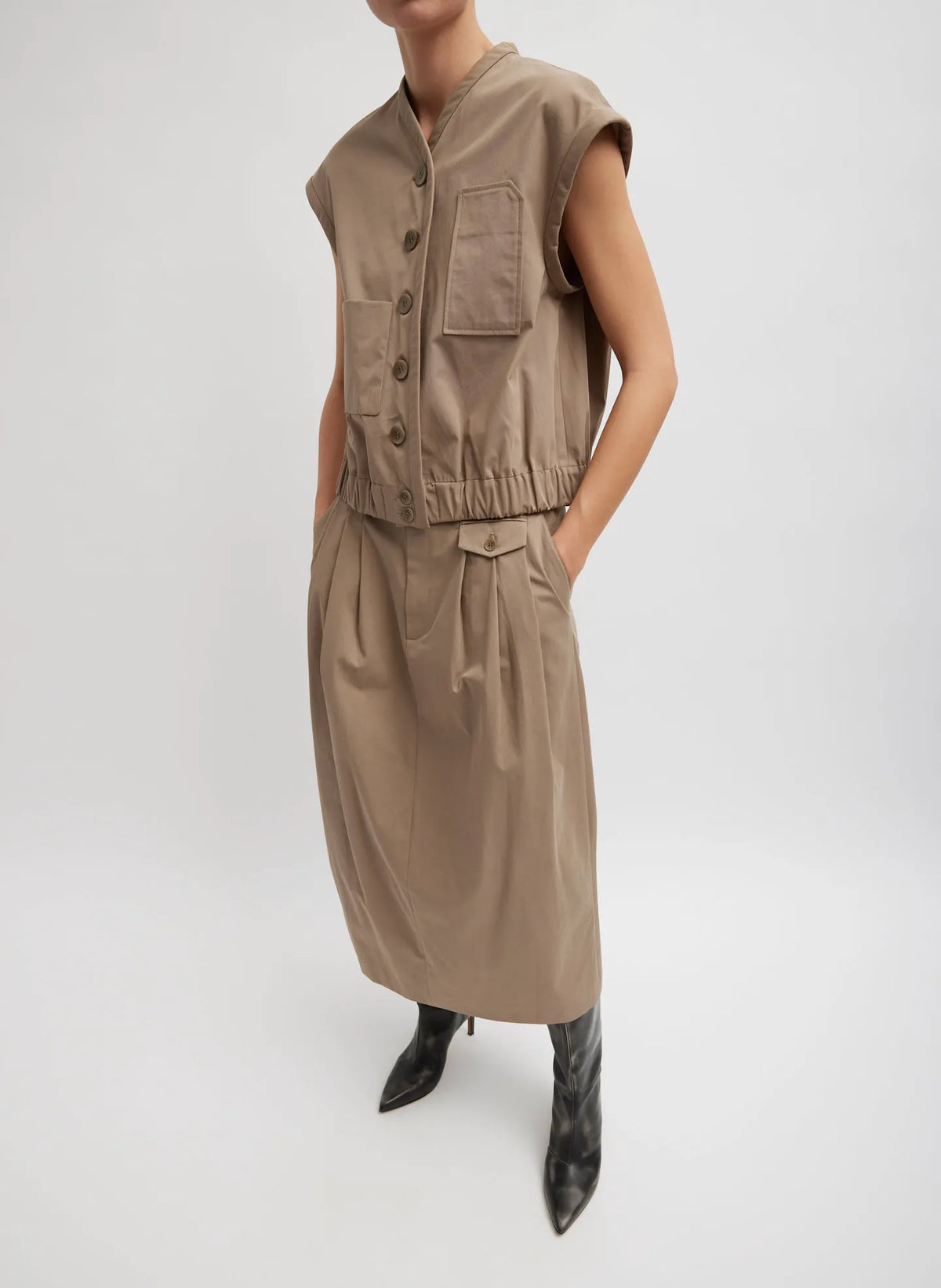 Bio Twill Triple Pleat Skirt